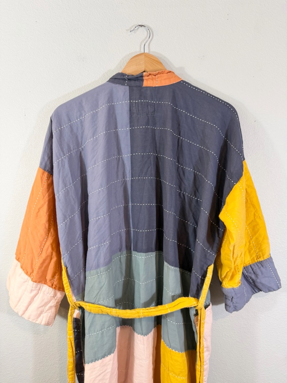 ANCHAL Colorblock Cotton Robe Free People Dolman Kimono Sleeve Boho Loungewear - Picture 13 of 14